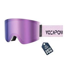 VOZAPOW HD 렌즈가 있는 김 서림 방지 스키 고글 자외선 차단 마그네틱 렌즈 OTG 스노보드 스노우 고글 남성 여성용, 05-화이트 프레임-핑크 렌즈-vlt 15%