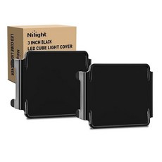 Nilight 7.6cm(3x2.54cm) 큐브 라이트 포드 커버 2피스 블랙 보호 커버 내구성 있는 폴리카보네이트 렌즈 방수 방진 긁힘 방지 사각형 조명 오프로드 운전 조명, 3 inch, Black