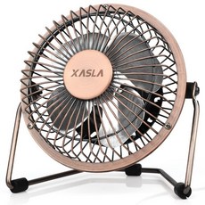 Xasla 10.2cm(4인치) 소형 USB 책상 팬 금속 구조 및 강력한 공기 흐름 360° 조절 가능한 기울기 각도의 미니 저소음 데스크톱 사무실용 개인용 냉각 팬(브론, 브론즈, 브론즈
