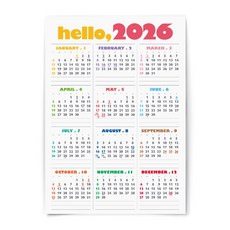 2026 포스터 한장 달력 연력 플래너 컬러감성 1년계획 캘린더