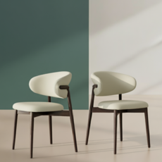 비야가구 원목 식탁의자 쿠션 디자인체어 등받이 카페체어, 2개, 다크브라운