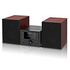 CD 플레이어 가정용 40W 블루투스 USB 재생 FM 라디오 보조 입력 이어폰 포트가 포함된 LONPOO 스테레오 시스템 호환, Black
