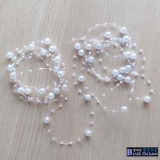 [기본2마] 진주웨딩장식 웨딩헤어소품 DIY악세사리부자재 진주줄 꽃다발장식, 화이트 2마 180cm