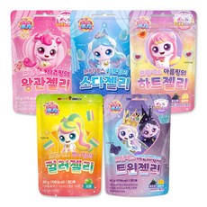 프린세스 캐치티니핑 젤리 5종, 1세트, 250g, 하츄 왕관+사뿐 소다+아름 하트+뽀니 컬러+레전드 트윈