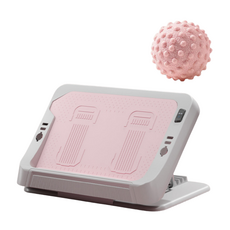 天天GO 升級款軟膠拉筋板 附凸點筋膜球 腿部按摩 摺疊六檔調節 小腿多段式腿部拉伸拉筋板 耐重400KG, 軟膠防滑拉筋板【櫻花粉】＋凸點筋膜球【粉】