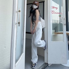 Yellwel 봄 여름 여성 청바지 하이웨이스트 와이드 슬림 일자 팬츠 DJP