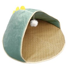 汪喵日總匯 適合兔子恐龍夏季使用, 1個, 有喵病 半封閉清涼藤席貓窩-恐龍M