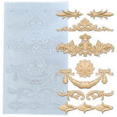 폴리클레이 에어 드라이 클레이 석고 공예용 실리콘 몰드 로코코 보우 스웨그, Swag Accents #5594