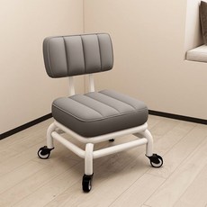 낮은 의자 간이 이동 보조 스툴 등받이 작업용, J_사각 연그레이 무소음 바퀴 높이26