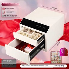 금고 지문인식 서랍형 귀중품 보관 비밀번호 보안 금고 사무실, 2단 비번+지문/가죽/화이트+화이트
