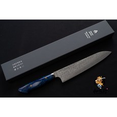 和欣行 日本 青森縣 二唐刃物 粉末鋼 SG2 暗紋 牛刀 240mm 洋式柄 藍, 1個