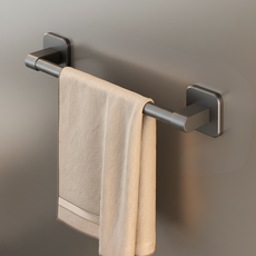 무타공 욕실 수건 걸이 부착형, 그레이
