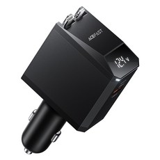 ACEFAST 125W 4구 릴타입 차량용 고속충전기 시거잭 초고속, 블랙