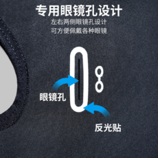 戶外保暖面罩 專用眼鏡孔設計, 搖粒絨【黑色】, 均碼