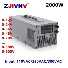 2000w 조정 가능한 스위칭 전원 공급 장치 0-24/36/48/80/100/300/400/600V 전류 및 전압 모두 조정 가능한, 0-36V 0-55.5A, 220V, 1개
