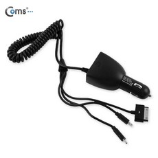 프리컴퍼니 차량용 케이블3 in 1멀티 스프링 30 ~ 120cm iOS 30핀30Pin 8핀8Pin 마이크로 5핀 Micro 5Pin Type B 시가잭시거잭 전원 충전, 1개