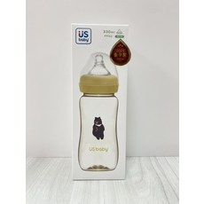 US baby優生 寬口徑PPSU奶瓶330ml 耐高溫防摔 寶寶學飲好幫手, 台灣黑熊, 1個