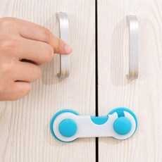 고장난 서랍장 신발장 문 고정 안전 부착 걸이 잠금장치, 블루