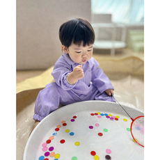 오보기 국산 아기 유아 전신 미술가운 방수가운 아트플레잉수트, 라벤더