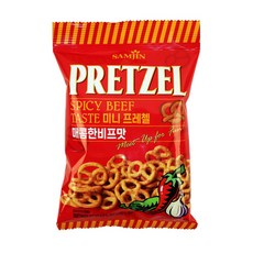 대용량갓성비9GC_삼진씨앤에프 미니프레첼 매콤비프 70g/업소용과자사탕인간사료안주사무실모임간식