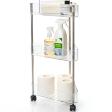 디오두 이동식 화장실 욕실 코너선반 3단, 투명