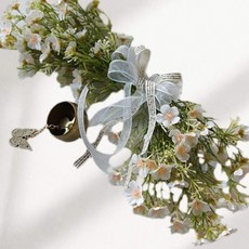 현관 인테리어 화사한 플라워 도어벨 가랜드, 화이트