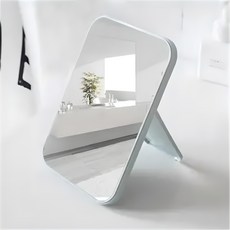 무다스 파스텔 라운드 엣지 렉탱글 휴대용 접이식 탁상 거울 일반형, 블루