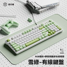 前行者G98 電競遊戲 有線鍵盤 機械手感 靜音鍵盤 背光鍵盤 拼色鍵盤 98鍵佈局, 【單鍵盤】草原綠-RGB彩光 注音版