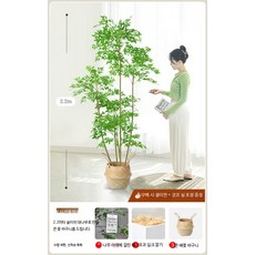 인조 미니정원 소품 조경 조화나무 조화 화분 장식 플랜테리어 나무화분 고급 조화식물, 1개, 2.2m 두꺼운 남천 대나무+배꽃 바구니