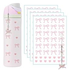 ECLATIS Owala 액세서리용 리본 스티커 핑크 및 별 명품 디자인 간편 방수 물병 액세서리에 적합 316255, Pinkbutterful