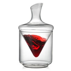 冰酒器日式紅酒醒酒器，快速斜口醒酒器，耐熱玻璃紅酒分酒器, 1個, 冰桶+醒酒器