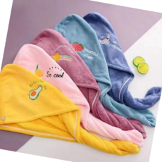 한푹 타올 캐릭터 샤워 극세사드라이 헤어타올 사이즈링 나노 캐시미어, 스트로베리 다크블루, 1개