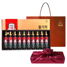 正官庄 6年根紅蔘精華活力飲 200ml 10瓶入+購物袋(含包巾), 1組