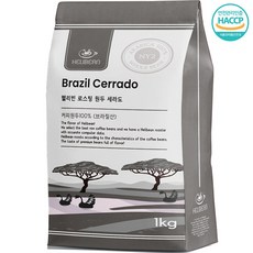 헬리빈 고소한 너티 초코 브라질 세하도 NY2 커피원두 세라도, 1개, 1kg, 홀빈(분쇄안함)