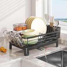 廚房碗碟瀝水架碗筷收納架餐具置物架瀝水籃水槽洗碗池放碗架, 1個, 小號單層碗碟架黑色:如圖, 1層