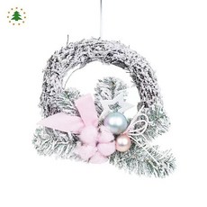 【爆品熱銷】新款網紅色爆款20/30/40cm 圣誕花環圣誕節裝飾商場酒店粉藍圓環, 1個