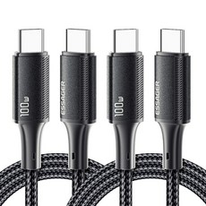 Essager E Marker 칩 PD 100W C to C타입 초고속 충전 케이블 2개입, 블랙, 2개, 1m