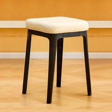 SeekFun 패브릭 쿠션 의자 플라스틱 보조 간이 하이스툴 46cm, 화이트, 1개