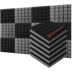 Arrowzoom 14색 20 x 20 x 5 cm 또는 50 x 50 x 5 cm 반구 그리드 어쿠스틱 폼 흡음 홈 스튜디오 벽면 타일 KK1040, 24조각, 검정과 회색
