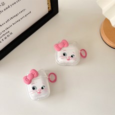 고양이 리본 에어팟케이스, 4세대, 1개, 투명, 4세대