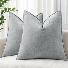 DecorUhome 여름 소파 장식용 베개 커버 45.7 x 45.7cm(18 x 18인치) 2개 세트 장식적이고 부드러운 벨벳 모던하고 아늑한 셔닐 베개 커버 우아한 디자, 얼티밋 그레이