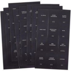 SOFPLATE 480Pcs 5세트 2 x .5 블랙 스파이스 병 라벨 스티커 사전 인쇄 방수 직사각형 오일 저항 주방 팬트리 홈 세탁 욕실 정리용