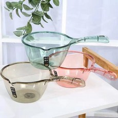 다용도 손잡이 투명 심플 바가지 욕실, 1개, 핑크