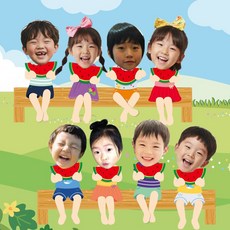 [완제품] 얼굴넣는도안 냠냠수박 여름 환경판 환경 구성 어린이집 유치원, 선택1. 여아 6개