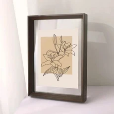 대형 액자 투명 나무 프레임 디스플레이 아크릴 단단한 장착 서예 포스터 벽걸이, 06 25.4x30cm, 1개, 03 Black walnut