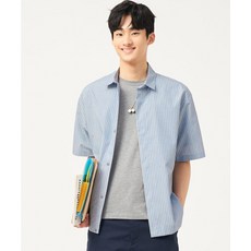 매장정품 빈폴 BEANPOLE MEN 젠틀테크 스트라이프 반소매 셔츠 - 스카이 블루 BC5465C82Q 189734