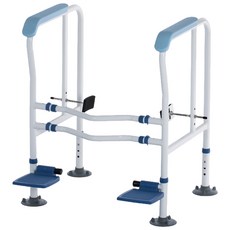 多功能洗澡架 老人孕婦適用 四檔可調高度 加寬腳踏板 底部大吸盤 雙夾片設計, 蓝白色, 1個