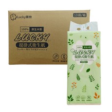 LUCKY 提掛式衛生紙 100%原生木漿 1680張大容量 5層升級加厚, 1箱, 10個裝