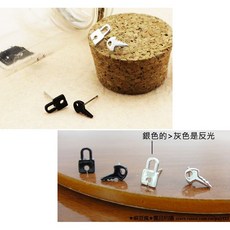 耳環 鑰匙鎖頭【K B617】中性款韓流耳飾，實拍個性耳環, 1個, 銀鎖頭  *1個/貨號B617