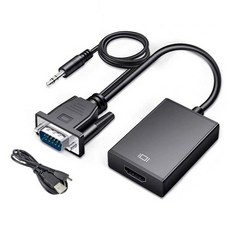 VGA to HDMI 변환기 오디오포트 포함 | 노트북 PC RGB 신호 HDMI 출력 컨버터